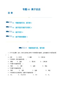 专题03 离子反应(练习)-2024年高考化学二轮复习讲练测（新教材新高考）(原卷版)