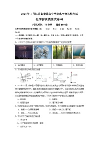 2024年1月江苏省普通高中化学学业水平合格性考试仿真模拟试卷01（原卷版）