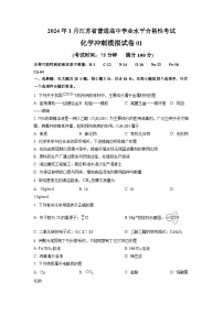 2024年1月江苏省普通高中化学学业水平合格性考试冲刺模拟试卷01（原卷版）