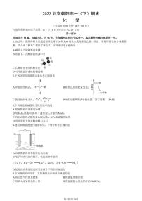 2023北京朝阳高一（下）期末化学试卷（教师版）