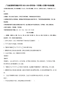[化学]广东省深圳市高级中学2023-2024学年高一下学期4月期中考试试题（解析版）