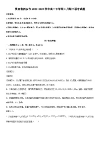 [化学]陕西省西安市2023-2024学年高一下学期4月期中联考试题（解析版）