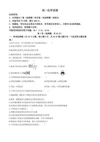 四川成都外国语学校2024年高一下学期6月期末分班考试化学试题+答案