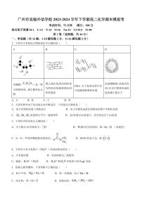 广州实验外语学校2024年高二下学期期末模拟考试化学试卷+答案