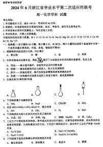 浙江学考适应模拟2024年高一下学期6月期末考试化学试题+答案