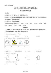 浙江省2023-2024学年高一下学期6月期末学考适应性考试化学试题（含答案）