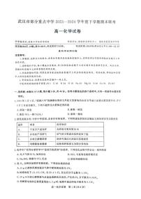 湖北省武汉市部分重点中学联考2023-2024学年高一下学期6月期末考试化学试题