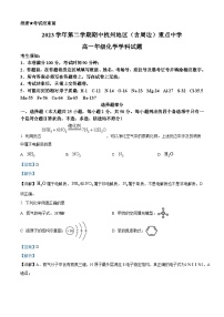 浙江省杭州地区（含周边）重点中学2023-2024学年高一下学期4月期中联考化学试题（Word版附解析）