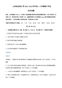 山东省实验中学2023-2024学年高一上学期11月期中考试化学试题含答案