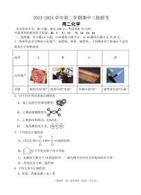 广东省广州三校（广州市铁一中学、广州外国语学校、广州大学附属中学）2024年高二下学期期末考试化学试题+答案