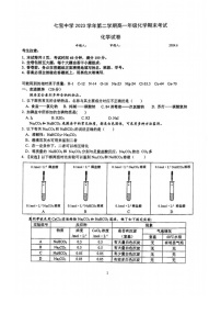 [化学]上海市七宝中学2023～2024学年高一下学期期末考试试卷(无答案)