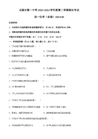 江苏省无锡市第一中学2023-2024学年高一下学期（必修班）期末考试化学试题(无答案)