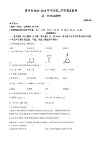 浙江嘉兴2024年高一下学期6月期末考试化学试题+答案