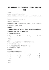 [化学]浙江省浙南名校2023-2024学年高一下学期4月期中联考试题（解析版）
