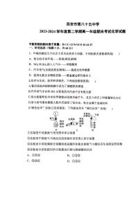 陕西省西安市第八十五中学2023-2024学年高一下学期6月期末考试化学试题（PDF版，含答案）