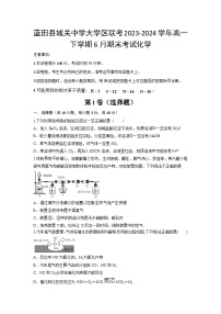 陕西省西安市蓝田县城关中学大学区联考2023-2024学年高一下学期6月期末考试化学试题（含答案）