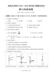 重庆西南大学附属中学2024年高二下学期期末考试化学试题+答案