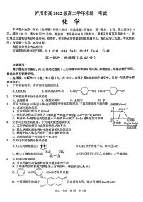 四川省泸州市2023-2024学年高二下学期7月期末统一考试化学试题