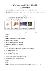 浙江省嘉兴市2023-2024学年高二下学期6月期末考试化学试卷（Word版附解析）