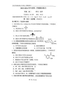 北京市八中2023-2024高二下学期期末化学试卷及答案