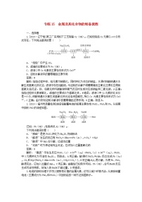 2025版高考化学一轮复习微专题小练习专练15金属及其化合物的制备流程