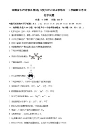 湖南省长沙市雅礼中学2023-2024学年高一下学期期末考试化学试卷（Word版附解析）