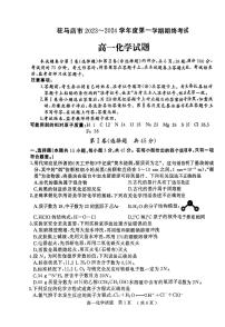 河南省驻马店市2023-2024学年高一化学上学期1月期末试卷（含答案）