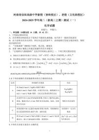 河南信阳高级中学2024-2025学年高三上学期8月（新高三上期）测试（一）化学试题+答案