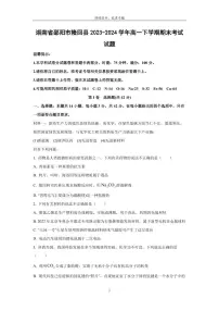 [化学][期末]湖南省邵阳市隆回县2023-2024学年高一下学期期末考试试题(解析版)
