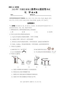2025届浙江省新高三7月适应性考试化学试题（含答案）