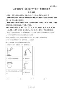 山东省潍坊市2023-2024学年高二下学期期末测试化学试题（含答案）