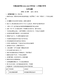 广东省深圳市桃源居中澳实验学校2024-2025学年高一上学期新生入学化学试题（原卷版+解析版）