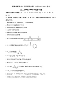 湖南省邵阳市大祥区邵阳市第二中学2024-2025学年高三上学期入学考试化学试题（原卷版+解析版）