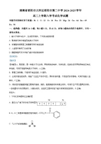 湖南省邵阳市大祥区邵阳市第二中学2024-2025学年高三上学期入学考试化学试题（解析版）