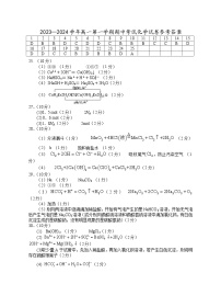 宁夏回族自治区银川一中2023-2024学年高一上学期期中考试 化学答案