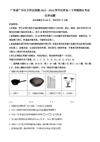精品解析：广东省广州市天河区2023-2024学年高一下学期期末统测化学试题（原卷版）