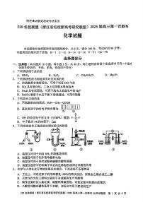 Z20名校联盟(浙江省名校新高考研究联盟)2025届高三第一次联考化学试题+答案