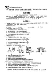 Z20名校联盟(浙江省名校新高考研究联盟)2025届高三第一次联考化学试题+答案