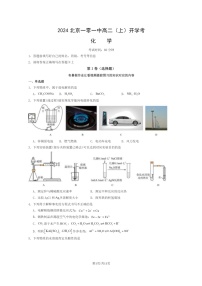 2024北京一零一中高二上学期开学考化学试卷及答案