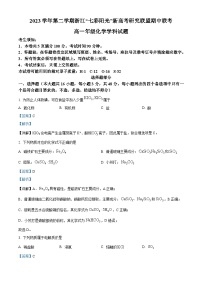 浙江省“七彩阳光”新高考研究联盟2023-2024学年高一下学期4月期中联考化学试题（Word版附解析）