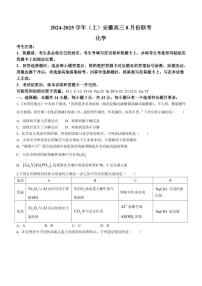 2025届安徽天一大联考高三上学期8月联考化学试卷+答案