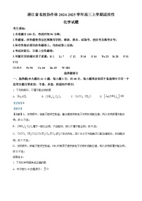 浙江省名校协作体2024-2025学年高三上学期开学适应性考试化学试题（Word版附解析）