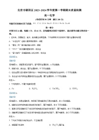 北京市朝阳区2023-2024学年高一上学期期末质量检测化学试题（解析版）