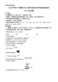 浙江省七彩阳光新高考研究联盟2024-2025学年高三上学期8月开学考试化学试题（Word版附解析）