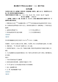 重庆市南开中学2023-2024学年高一上学期期中考试化学试题（Word版附解析）