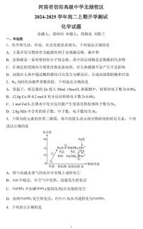 2024-2025学年信阳高中北湖校区高二上学期开学考化学试卷及答案