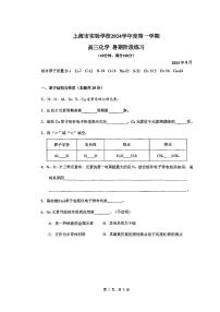 上海市实验学校2024-2025学年高三上学期阶段测试（摸底）化学试题