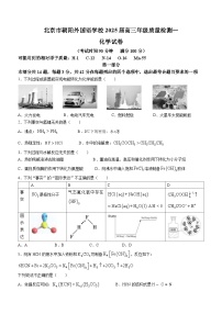 北京市朝阳外国语学校2024-2025学年高三上学期开学考试化学试题