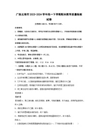 [化学][期末]广西北海市2023-2024学年高一下学期期末教学质量检测试卷(解析版)