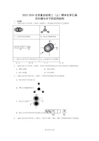 [化学]2022～2024北京重点校高二上学期期末真题分类汇编：共价键与分子的空间结构